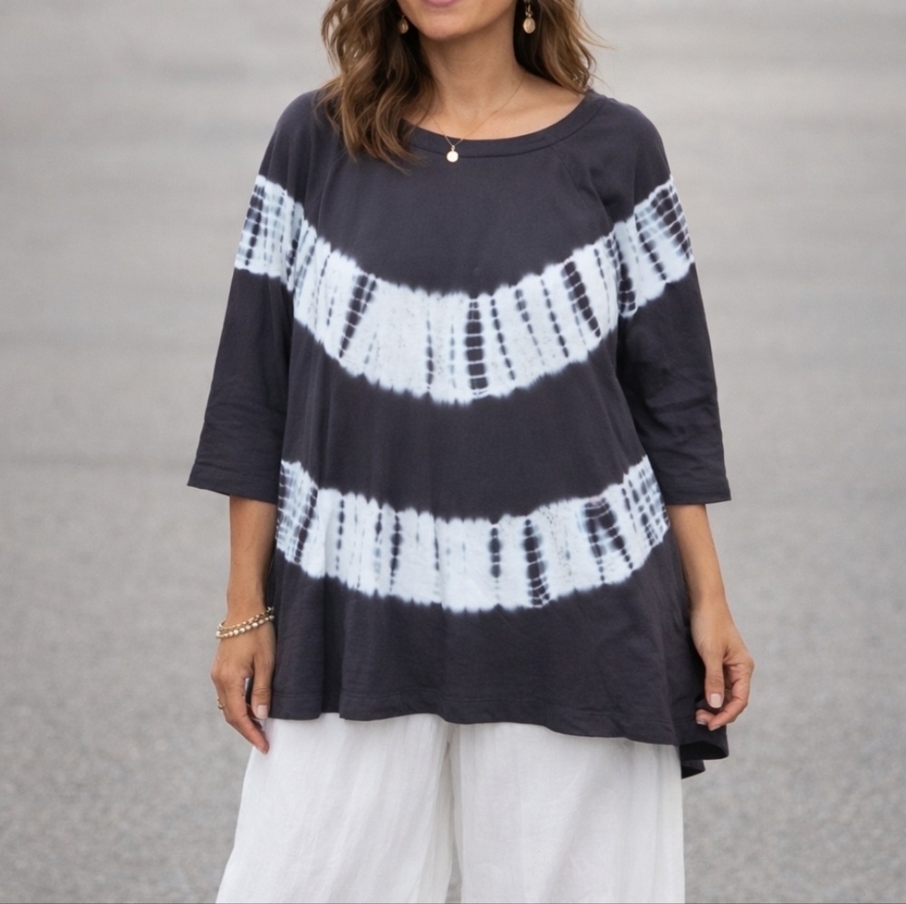 J. Jill Tunic Top Size XL Pure Jill Organic Cotton Tie Dye Relaxed Swing Fit
